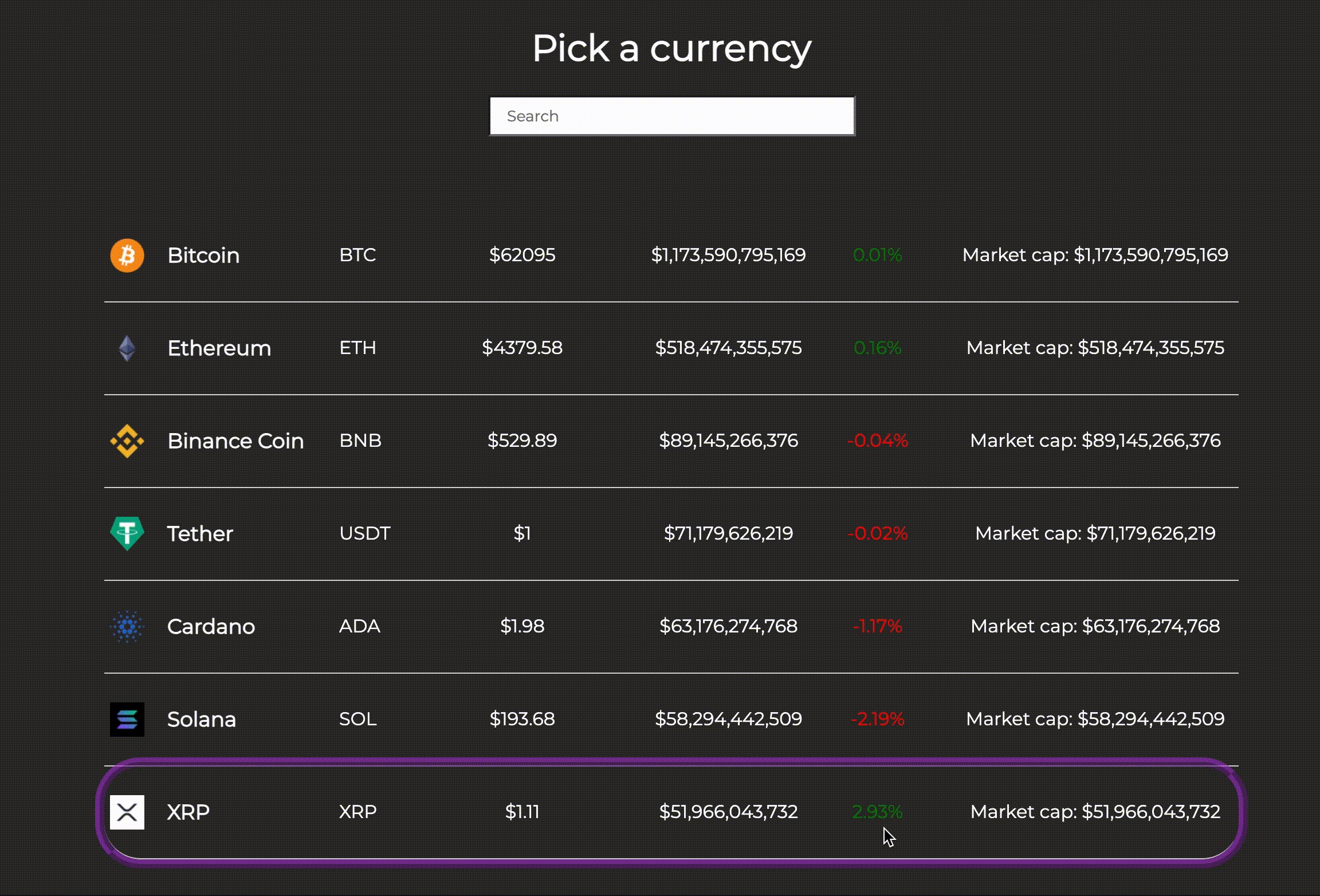 Cryptocurrency Price Tracker GIF